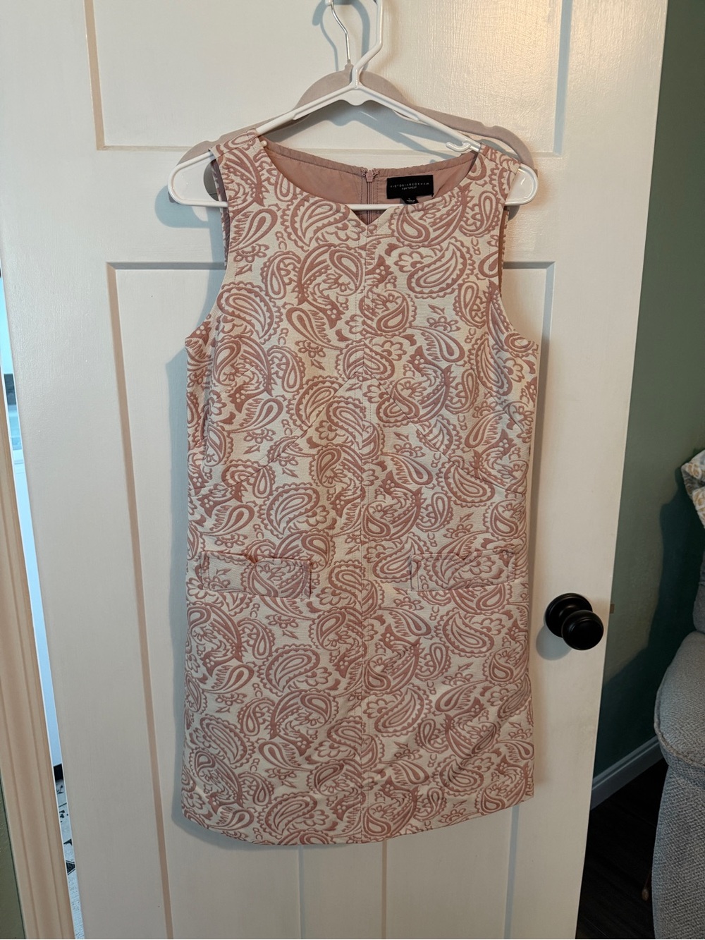 Victoria Beckham Pink Paisley Sleeveless Shift Dress
